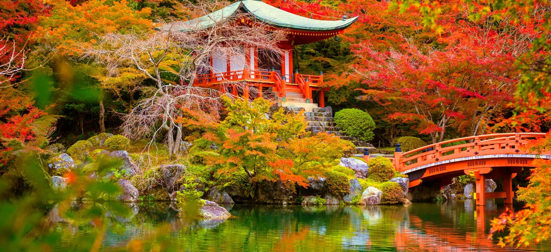 Tempio Daigo-ji con aceri a Kyoto